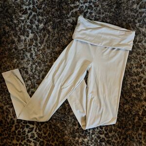 Beige Fold-Over Waist Leggings